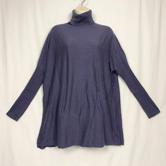 Soft Surroundings Sweater Women Small Purple Turtleneck Pocket Wool Angora Blend - Picture 4 of 16